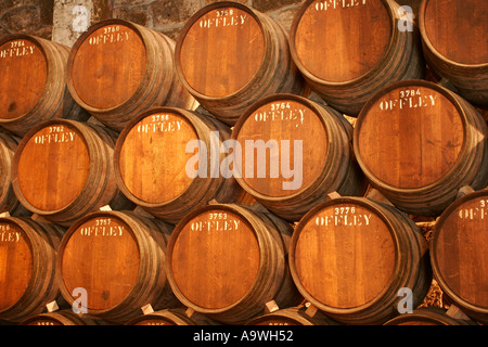 Fässer Portwein reifen in den Kellern Offley in Porto Portugal Stockfoto