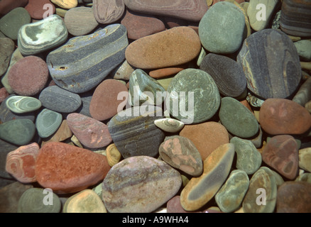 Lake McDonald Steinmuster im Glacier Nationalpark Montana Stockfoto