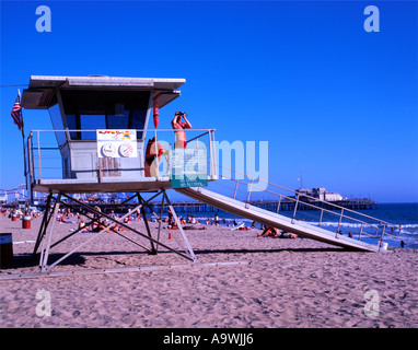 Strandwache am Strand in Santa Monica - Kalifornien, USA Stockfoto