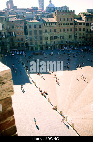 Italien, Siena, Piazza del Campo, erhöhte Ansicht Stockfoto