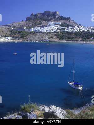 TEMPEL DER ATHENA AKROPOLIS RUINEN LINDOS RHODOS GRIECHENLAND Stockfoto