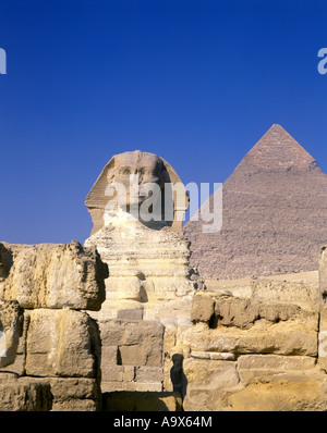 GROßE PYRAMIDE SPHINX RUINEN GIZEH ÄGYPTEN Stockfoto