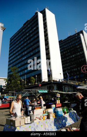 Hötorget Quadrat (Haymarket) in Stockholm, Schweden, hält einen beliebte Oputdoor-Markt. Stockfoto