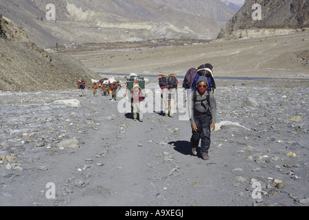 Sherpas im Bereich Mustang Jomosom Trek, Nepal Stockfoto