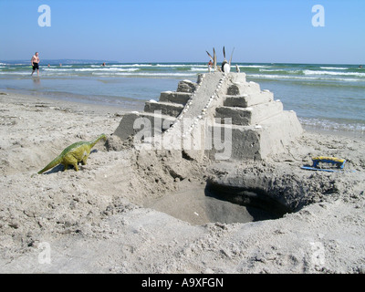 Sandburg am Strand, Deutschland, Ostsee Stockfoto