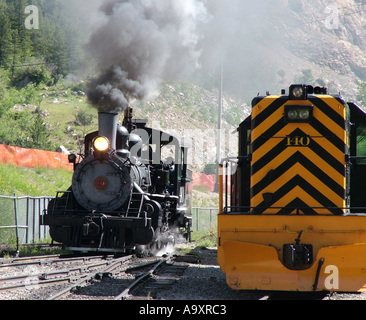 Georgetown Loop Railroad, Bahnbetriebswerk in Silber Plume, alte Dampfmaschine, USA, Colorado, Silver Plume, Jul 04. Stockfoto