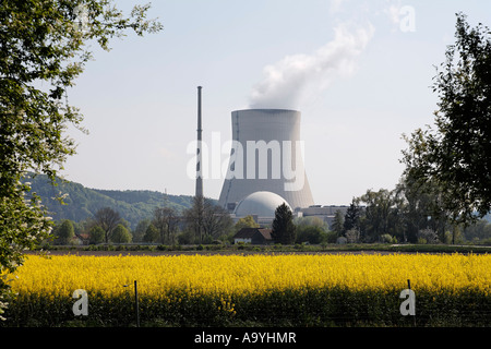 Kernkraftwerk in der Nähe von Landshut, Niederbayern, Deutschland Stockfoto