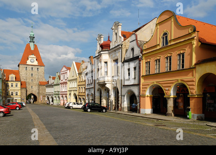 Historische alte Stadt Domazlice, Westböhmen, Tschechien Stockfoto