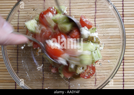 machen Salat Stockfoto