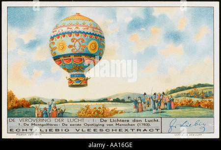 Montgolfier 1. Flug Stockfoto