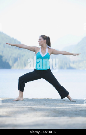 Frau beim Yoga Stockfoto