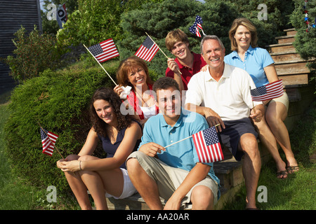 Familie feiern the 4th of July, Belgrad Seen, Maine, USA Stockfoto