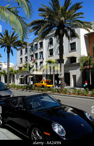 Geschäfte auf North Rodeo Drive, Beverly Hills, Los Angeles, Kalifornien USA Stockfoto