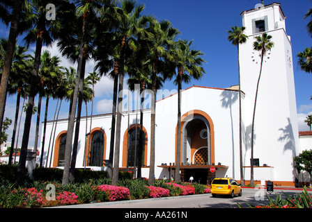 Taxi ankommen an der Union Station, Los Angeles Stockfoto