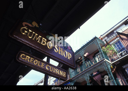 Louisiana New Orleans Französisch Viertel Saint Peter Street Gumbo Shop anmelden Stockfoto