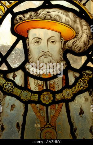 König Henry VIII achte Glasfenster im Bristol Kathedrale England Stockfoto