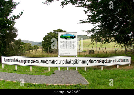 Der längste Ortsname der Welt-Neuseeland Maori-Sprache Stockfoto