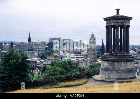 Edinburgh Schottland, UK, Hauptstadt, Denkmal auf Calton Hill, Blick auf Burg und Stadt, Blick von anzeigen Stockfoto