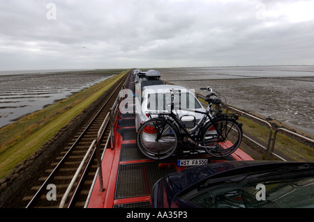Sylt-Blick vom Oberdeck des Shuttle auf die Insel Stockfoto
