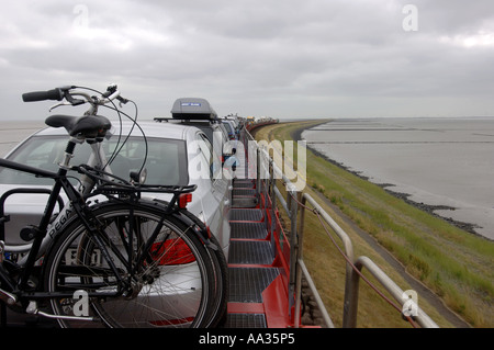 Sylt-Blick vom Oberdeck des Shuttle auf die Insel Stockfoto