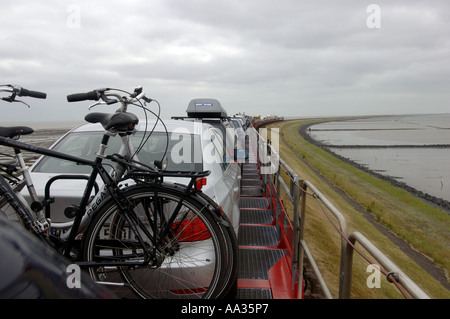 Sylt-Blick vom Oberdeck des Shuttle auf die Insel Stockfoto