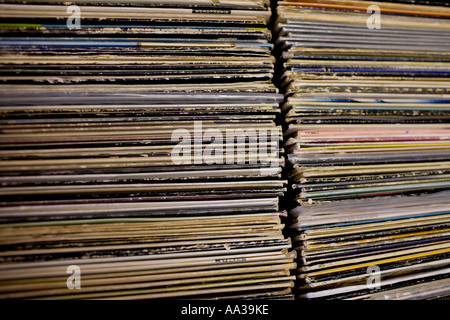 Vinyl-Schallplatten in einer Sammlung Stockfoto