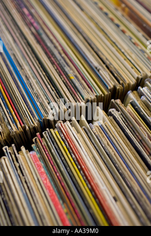 Vinyl-Schallplatten in einer Sammlung Stockfoto