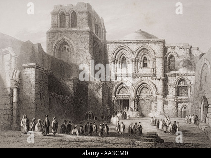 Die Grabeskirche, Jerusalem. Original Grab von Gottfried von Bouillon. Per E Challis graviert nach W H Bartlett Stockfoto