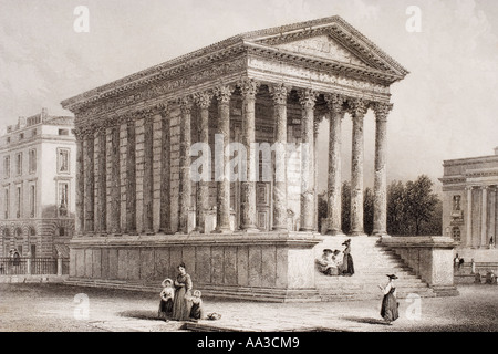 Das Maison Carree, Nimes, Frankreich im 19. Jahrhundert Stockfoto