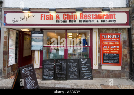 Fish &amp; Chips-Shop, St. Ives, Cornwall, England, Vereinigtes Königreich. Stockfoto