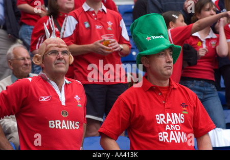 Llanelli Scarlets Fans bei Leicester Tigers Vs Llanelli Scarlets 21 04 07 Heineken European Cup Semi Final Stockfoto