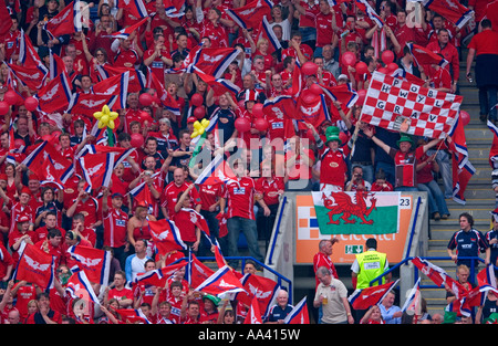 Llanelli Scarlets Fans bei Leicester Tigers Vs Llanelli Scarlets 21 04 2007 Heineken European Cup Semi Final Stockfoto