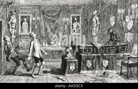 MacCallum und Hutcheon. Stich von George Cruikshank aus dem Jahr 1843, einer Szene aus Sir Walter Scotts Roman Redgauntlet. Stockfoto