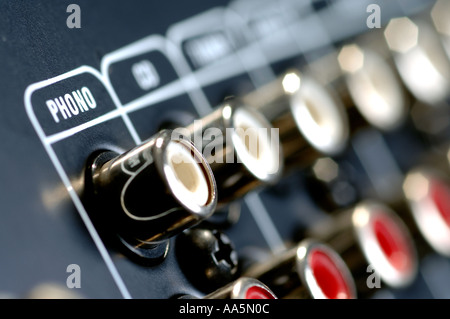 Verstärker-Eingangsbuchsen Stockfoto