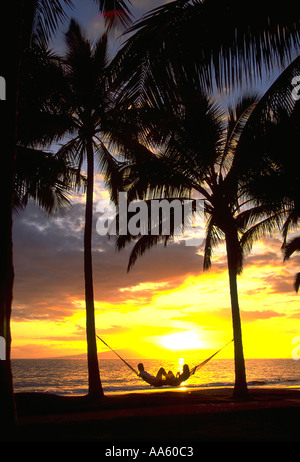 Sonnenuntergang Wailea Maui Hawaii USA Stockfoto