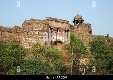 VEP104409 Purana Quilla alte Festung Haupteingang in New Delhi Indien Stockfoto