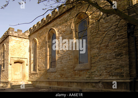 Kirche-Tür am Wentworth Castle Yorkshire. Alte Stein arbeiten. Stockfoto