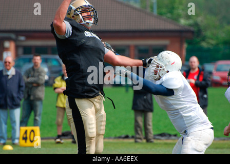 Martin Johnson Rugby-Star Spielen American Football Stockfoto