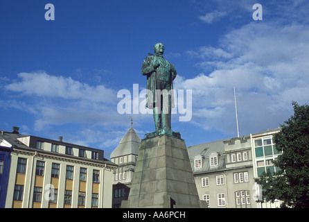 Jon Sigurdsson Statue in Austurvollur Plaza Reykjavik Island Stockfoto