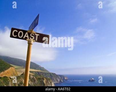 HIGHWAY 1 Coast Road Sign in Big Sur Küste Monterey California USA Stockfoto