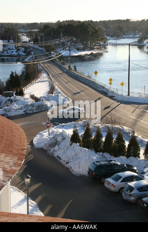 Blick auf kleinen Hafen von Wentworth am Meer Hotel in New Hampshire, New Castle Stockfoto