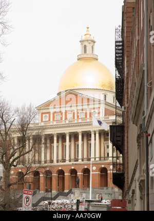 Das Massachusetts State House auf dem Beacon Hill in Boston. Stockfoto