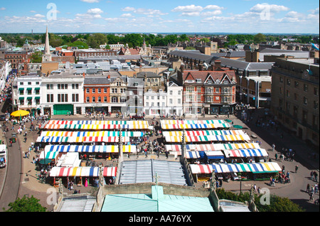 Cambridge Markt Dächer, England. Stockfoto