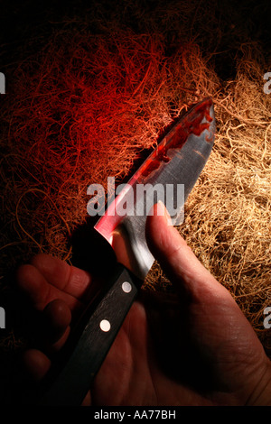 Thriller Mord Messer Stockfoto