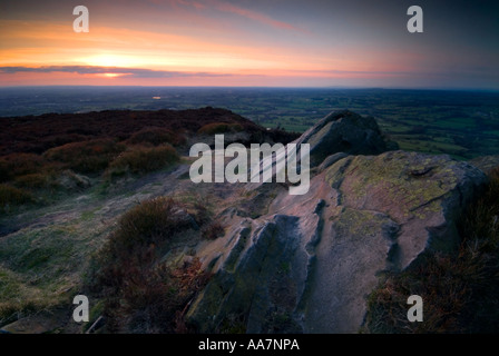 Am Abend Outlook über Cheshire von Bosley Cloud Nr Congleton Cheshire UK Stockfoto