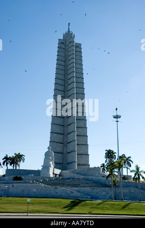 358 ft Turm, Denkmal für Jose Marti, befindet sich auf der Nordseite der Plaza De La Revolucion, Vedado, Havanna, Kuba Stockfoto