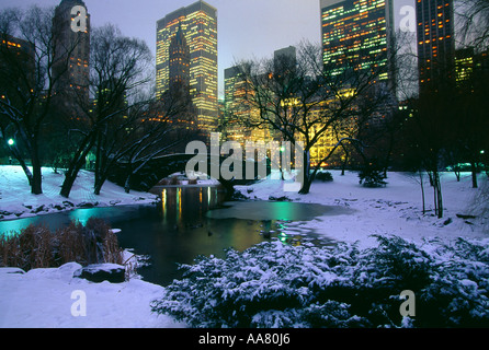 Central Park in Manhattan New York City New York USA Schnee Stockfoto