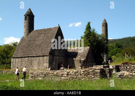 Glendalough County Wicklow Südirland.  Kirche St. Kevins Stockfoto