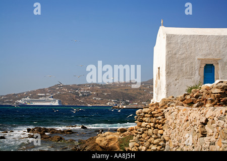 Mykonos Hafen Griechenland Stockfoto