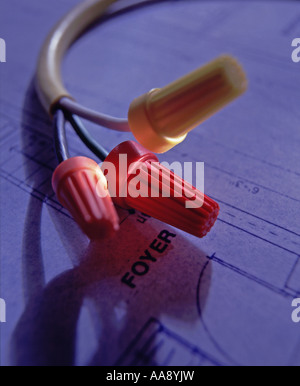 Verdrahtung der Strom in einem Heim oder Zusatz zu einem Haus Stockfoto